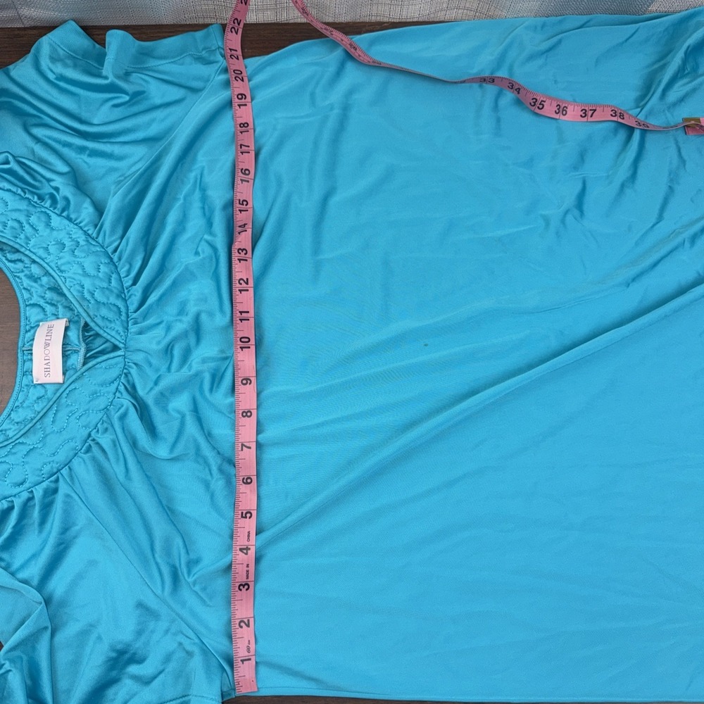 Shadowline Short Nightgown & Matching Robe Size Small Turquoise Blue nylon - Picture 6 of 16